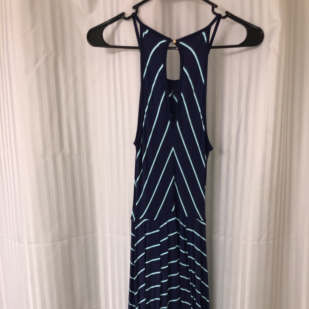 Blue and turquoise stripe dress